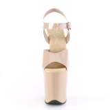 Beige high heels 20 cm FLAMINGO-808N JELLY-LIKE stretch material platform high heels