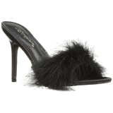 Black 10 cm CLASSIQUE-01F womens mules with marabou feathers