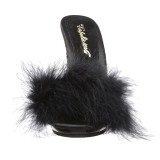 Black 13 cm POISE-501F Marabou Feathers Mules Shoes