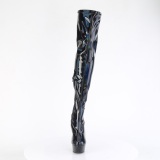 Black 15 cm DELIGHT-3000HWR Hologram exotic pole dance overknee boots