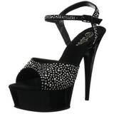 Black 15 cm DELIGHT-609RS Womens Shoes with Glittering Stones