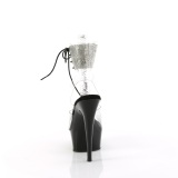 Black 15 cm DELIGHT-627RS black platform high heels with ankle straps