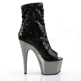 Black 18 cm ADORE-1008SQ womens sequins ankle boots