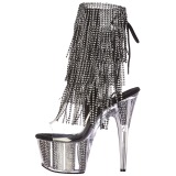 Black 18 cm ADORE-1017SRS womens fringe ankle boots high heels