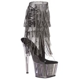 Black 18 cm ADORE-1017SRS womens fringe ankle boots high heels