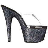 Black 18 cm ADORE-701LG glitter platform mules womens