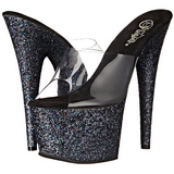 Black 18 cm ADORE-701LG glitter platform mules womens