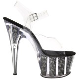 Black 18 cm ADORE-708SRS High Heeled Sandal Rhinestone Platform