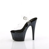 Black 18 cm ADORE-708SS glitter platform sandals shoes