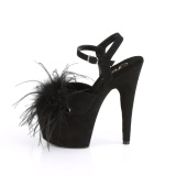 Black 18 cm ADORE-709F exotic pole dance high heel sandals with feathers