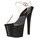 Black 18 cm Pleaser SKY-308MG glitter high heels shoes