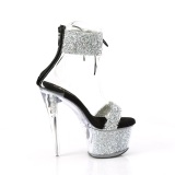 Black 18 cm SKY-327RSI pleaser high heels with strass ankle cuff