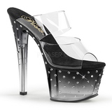 Black 18 cm STARDUST-702T Rhinestones platform mules womens