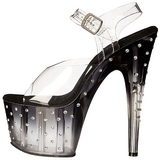 Black 18 cm STARDUST-708T Acrylic Platform High Heeled Sandal