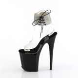 Black 20 cm FLAMINGO-2RS pleaser high heels with strass ankle cuff