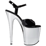 Black 20 cm Pleaser FLAMINGO-809 High Heels Chrome Platform