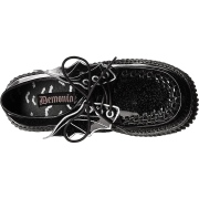 Black 7,5 cm CREEPER-205 platform creepers women - rockabilly shoes with bat wings