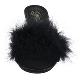 Black 8 cm AMOUR-03 Marabou Feathers Mules Shoes