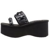 Black 9 cm FUNN-18 Goth Platform Sandals Womens