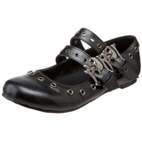 Black DAISY-03 gothic mary jane ballerina shoes flat heels