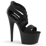 Black Elasticated 18 cm ADORE-769 Platform High Heeled Sandal Shoes