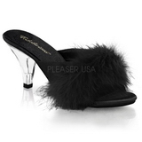 Black Feathers 8 cm BELLE-301F High Women Mules Shoes for Men