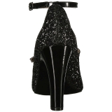 Black Glitter 10 cm QUEEN-01 big size pumps shoes