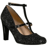 Black Glitter 10 cm QUEEN-01 big size pumps shoes