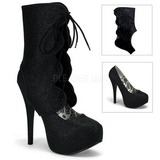 Black Glitter 14,5 cm Burlesque TEEZE-31G Platform Pumps Shoes