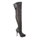 Black Leather 13,5 cm INDULGE-3011 Thigh High Boots for Men