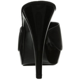 Black Leather 14 cm COCKTAIL-501L Platform High Heel Mules