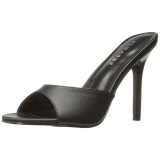 Black Leatherette 10 cm CLASSIQUE-01 big size mules shoes