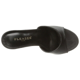 Black Leatherette 10 cm CLASSIQUE-01 big size mules shoes