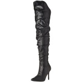 Black Leatherette 10 cm CLASSIQUE-3011 High Heeled Overknee Boots