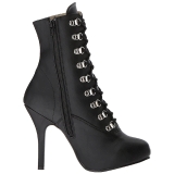 Black Leatherette 12,5 cm EVE-106 big size ankle boots womens
