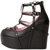 Black Leatherette 13 cm POISON-25-1 lolita ankle boots wedge platform