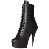 Black Leatherette 15,5 cm DELIGHT-1020 Platform Ankle Calf Boots