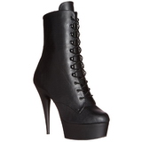 Black Leatherette 15,5 cm DELIGHT-1020 Platform Ankle Calf Boots