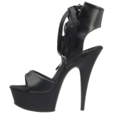 Black Leatherette 15 cm DELIGHT-600-14 platform pleaser sandals