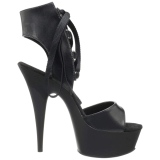 Black Leatherette 15 cm DELIGHT-600-14 platform pleaser sandals