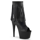 Black Leatherette 18 cm ADORE-1019 womens fringe ankle boots high heels