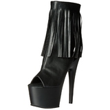 Black Leatherette 18 cm ADORE-1019 womens fringe ankle boots high heels