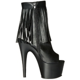 Black Leatherette 18 cm ADORE-1019 womens fringe ankle boots high heels