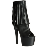 Black Leatherette 18 cm ADORE-1019 womens fringe ankle boots high heels