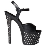 Black Leatherette 18 cm STARDUST-709 High Heeled Sandal Rhinestone Platform