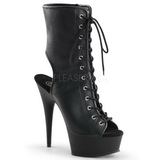 Black Matte 15,5 cm DELIGHT-1016 Open Toe Platform Ankle Calf Boots