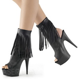 Black Matte 15 cm DELIGHT-1019 womens fringe ankle boots high heels