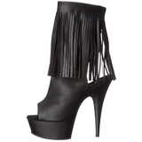 Black Matte 15 cm DELIGHT-1019 womens fringe ankle boots high heels