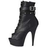 Black Matte 15 cm DELIGHT-1033 Open Toe Platform Ankle Calf Boots