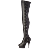 Black Matte 15 cm DELIGHT-3050 Platform Thigh High Boots